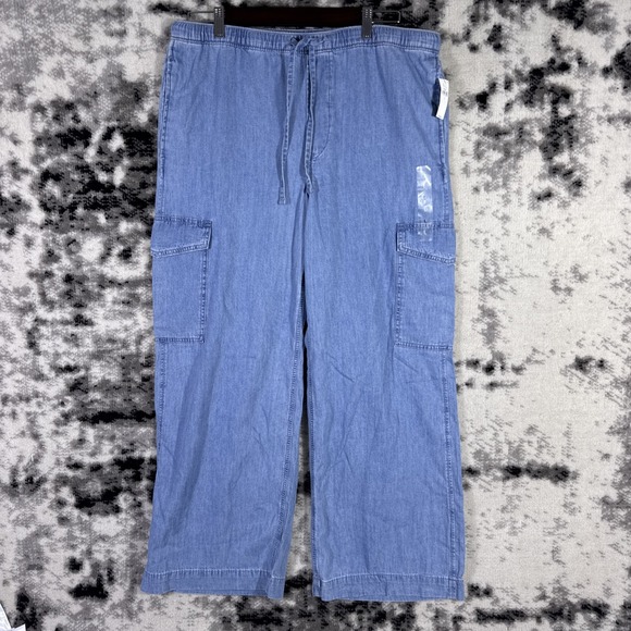 GAP Pants - GAP Pants Womens Size Large Wide Leg Cargo Blue Drawstring Boho Hippie